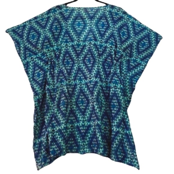 ECHO Cover up Geometric V Neck Teal Green Purple One Size Fits Most - Picture 9 of 13
